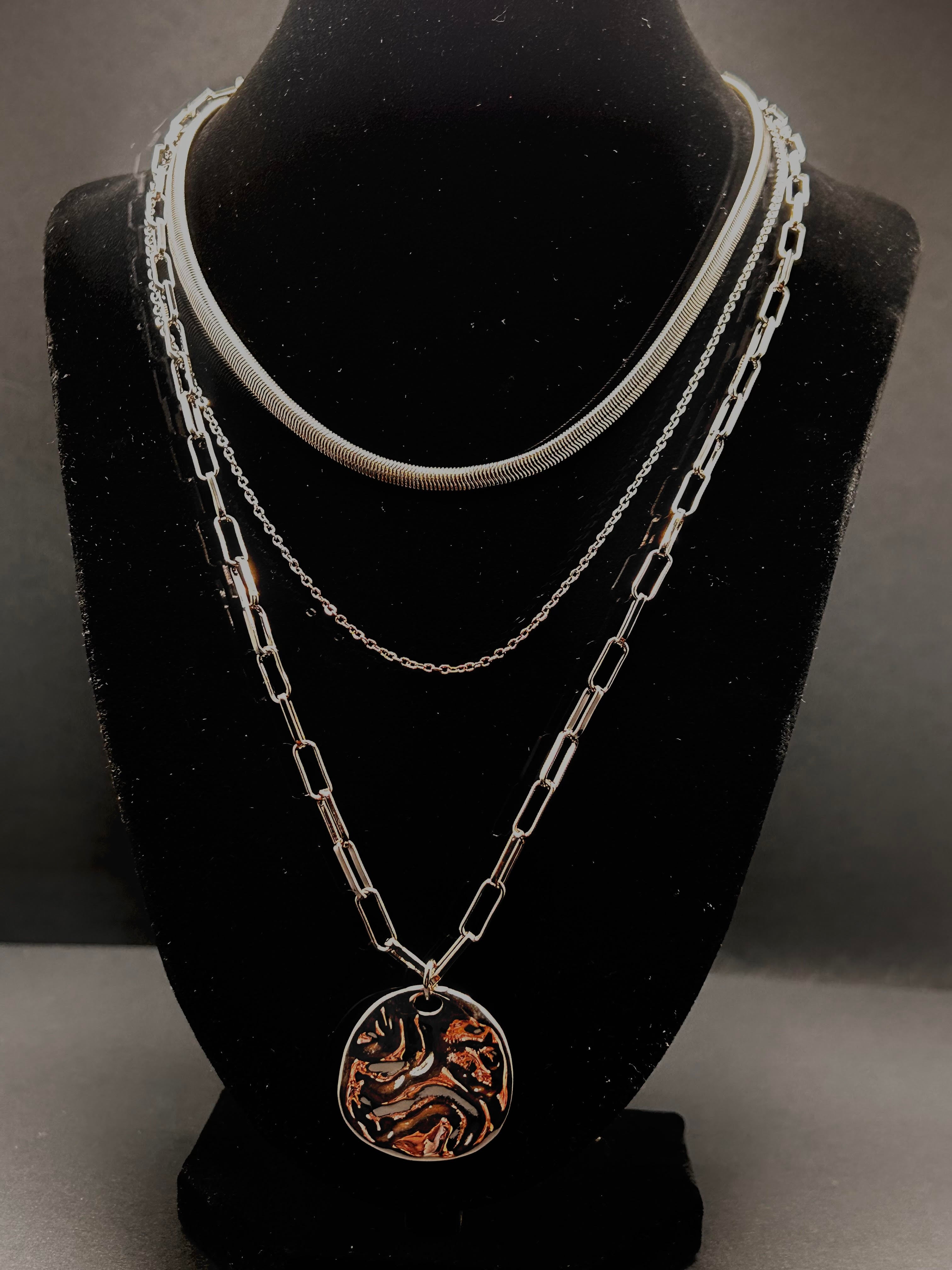 Silver Triple Layer Necklace