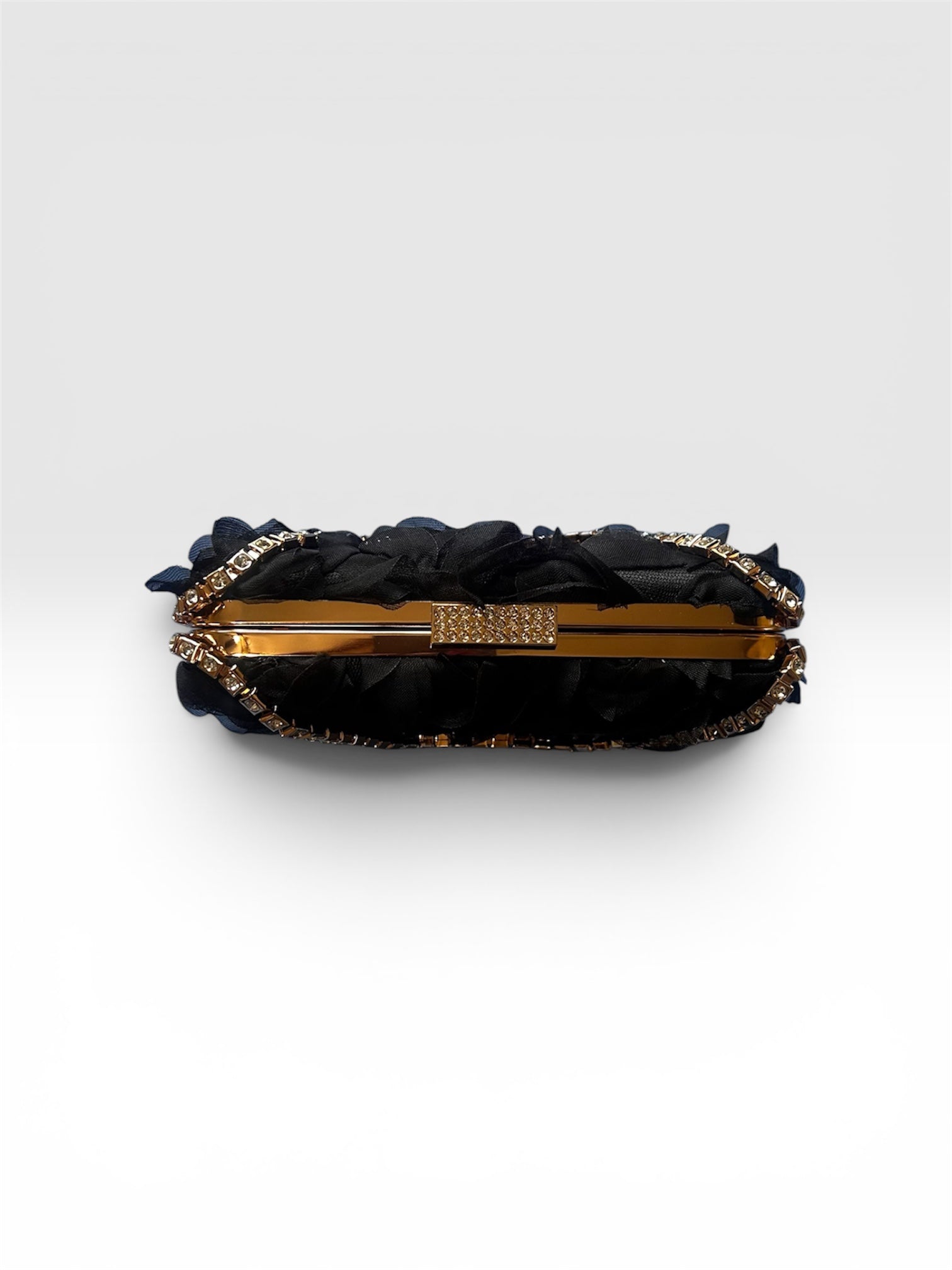 Black Chiffon Flower Clutch  Bag