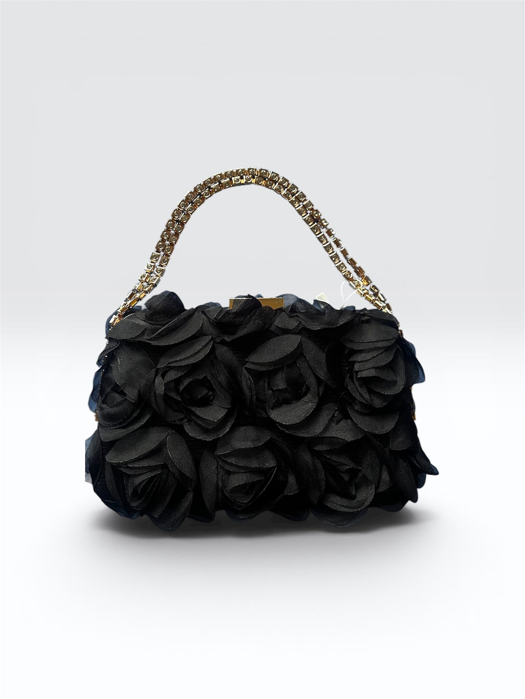 Black Chiffon Flower Clutch  Bag