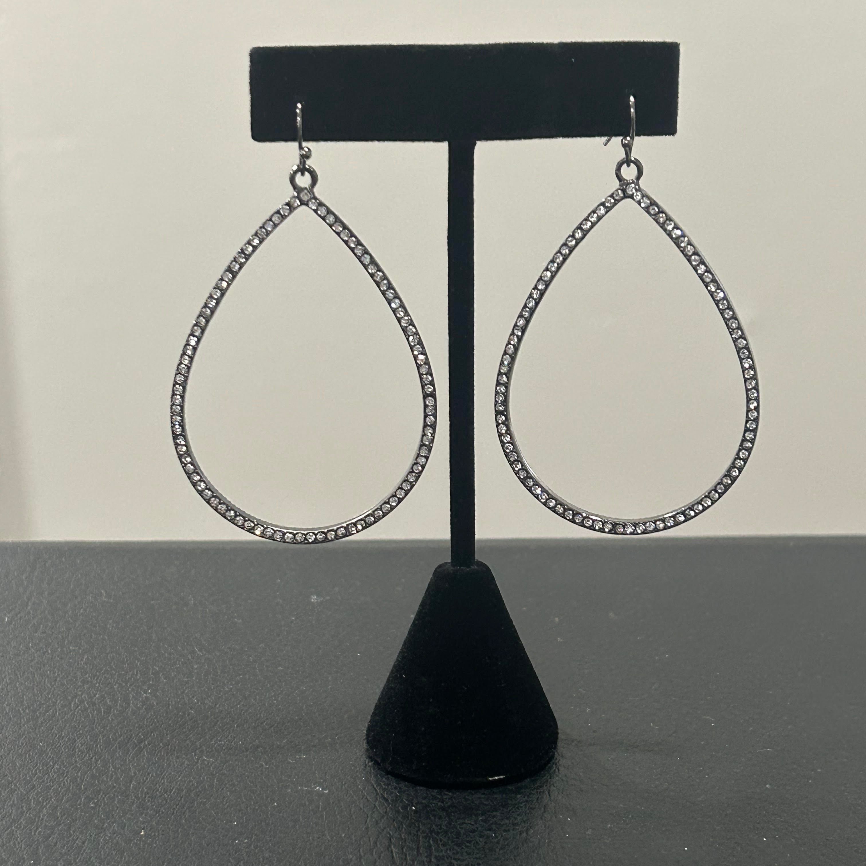 Black Hoop Cubic Zirconia Diamond Earrings
