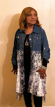 Load image into Gallery viewer, Denim Blue Jean Cardigan with Lace Bottom
