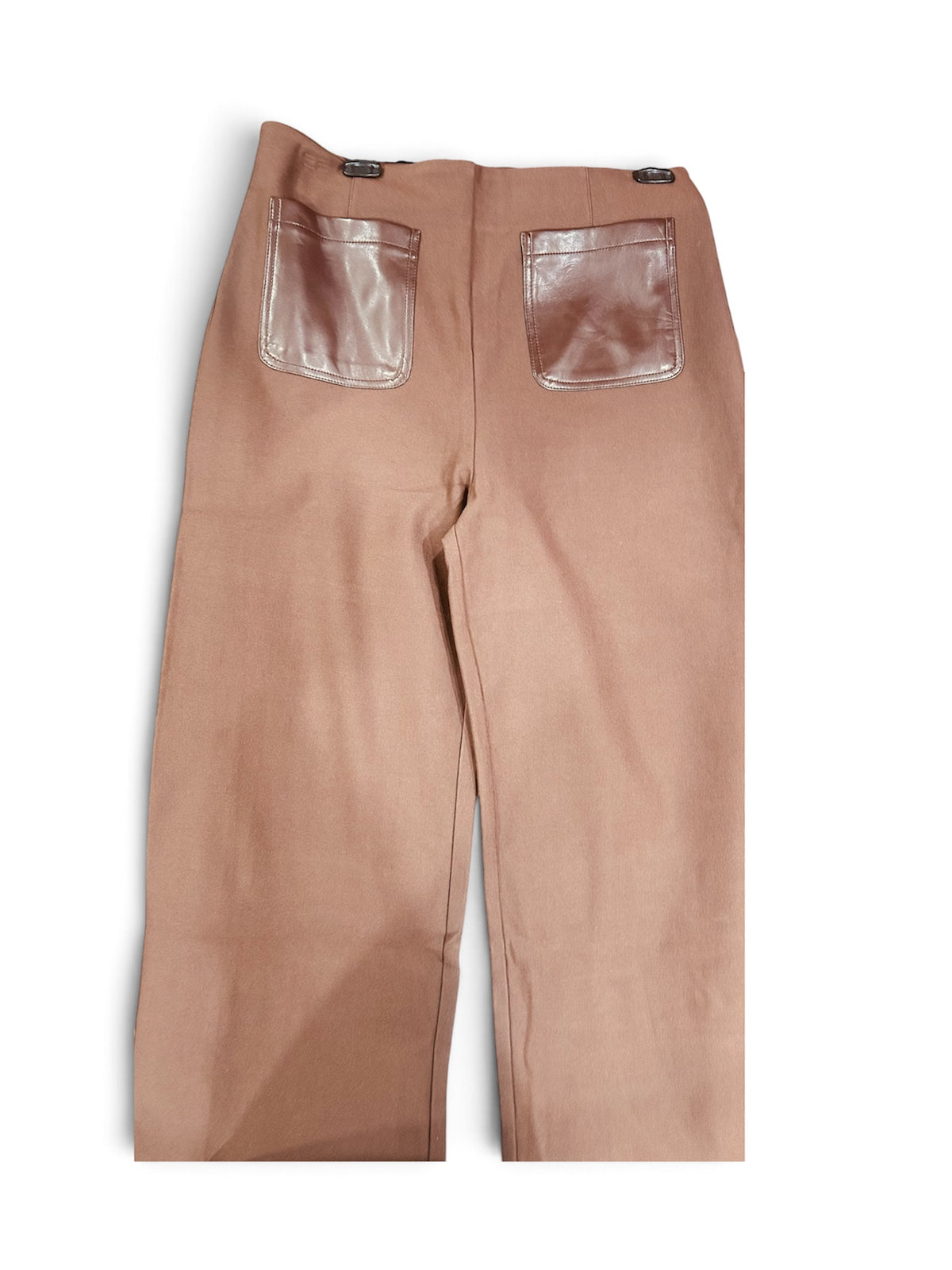 Coffee Brown Pants w/ Pleather Pockets