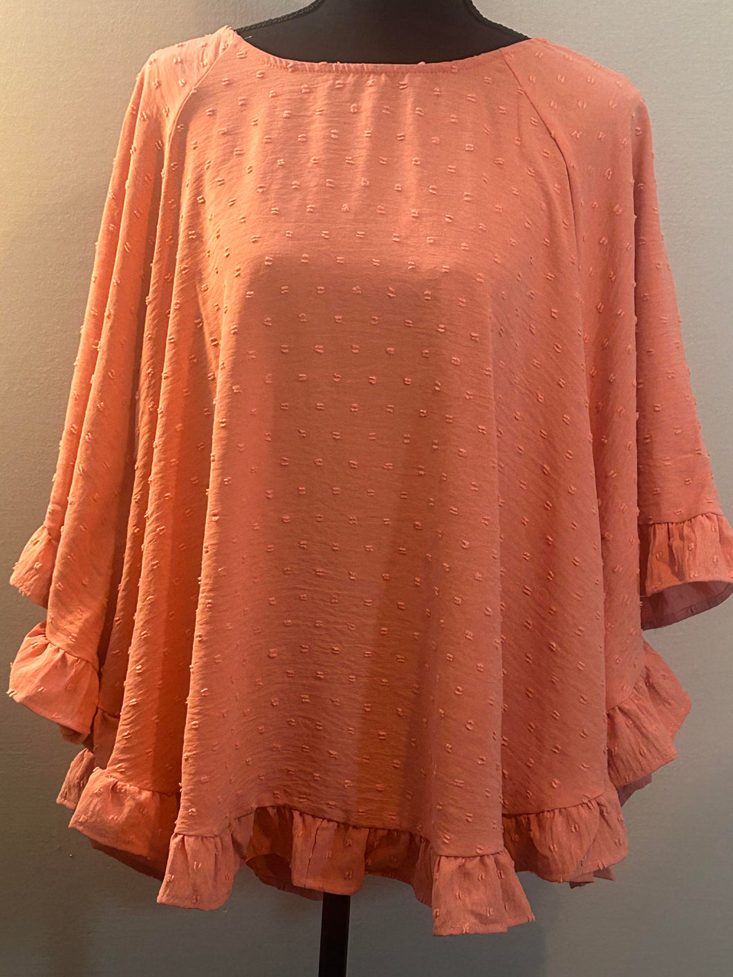 Coral Ruffled Sleeve Blouse