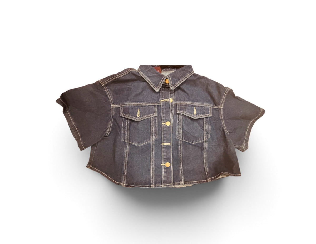 Dark Blue Denim Mid Waist Jacket