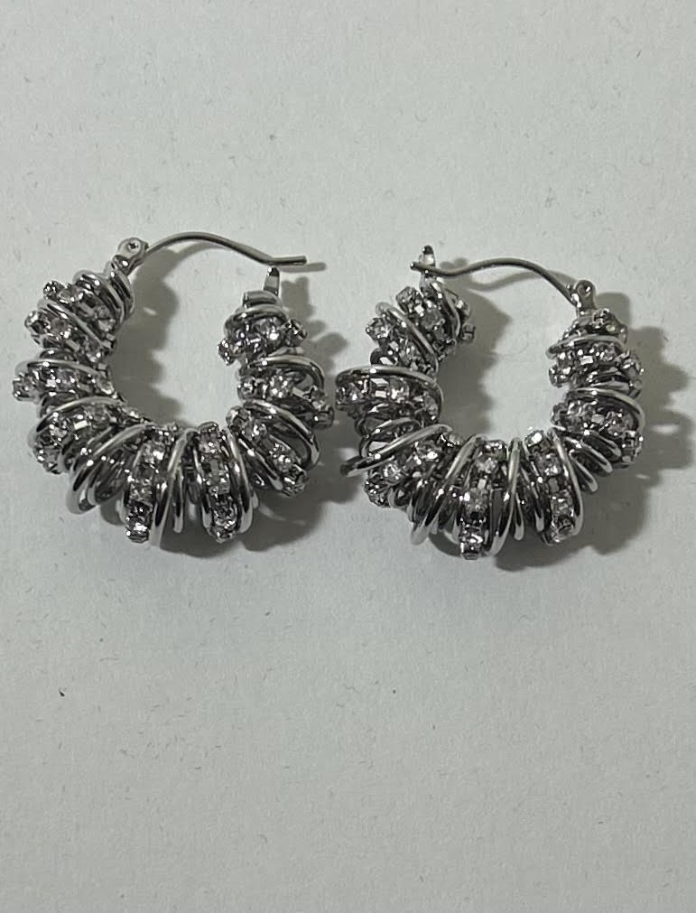 Diamond Silver Earrings