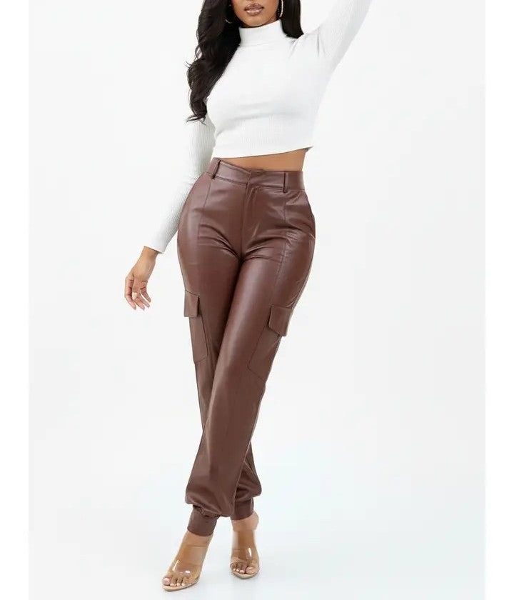 Faux Leather Jogger Pants