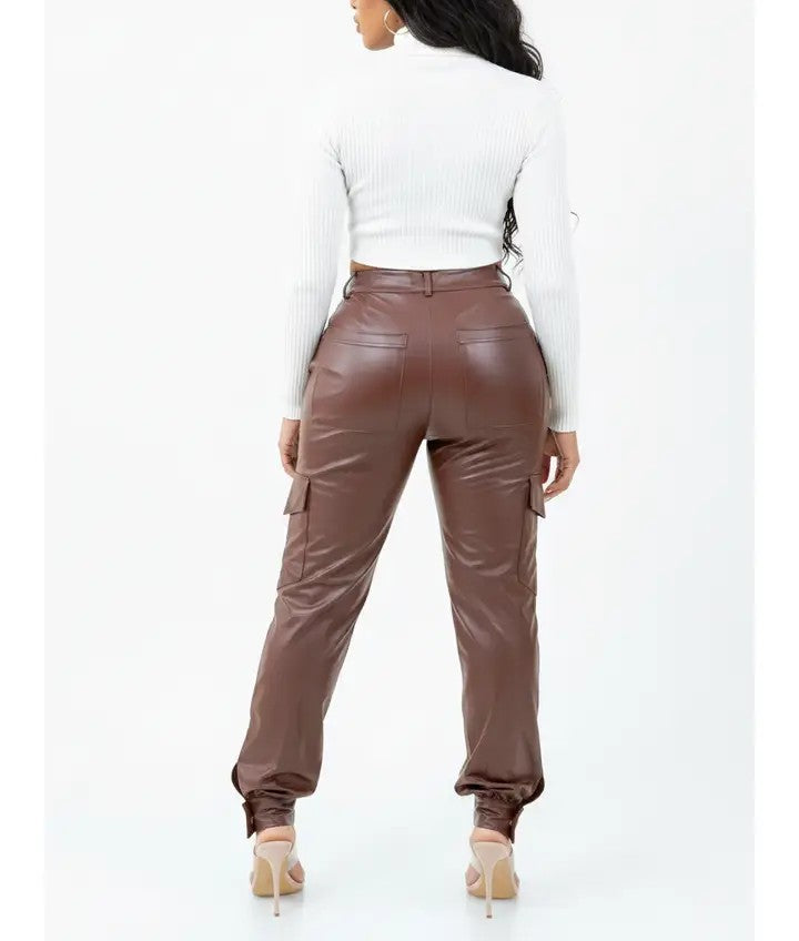 Faux Leather Jogger Pants