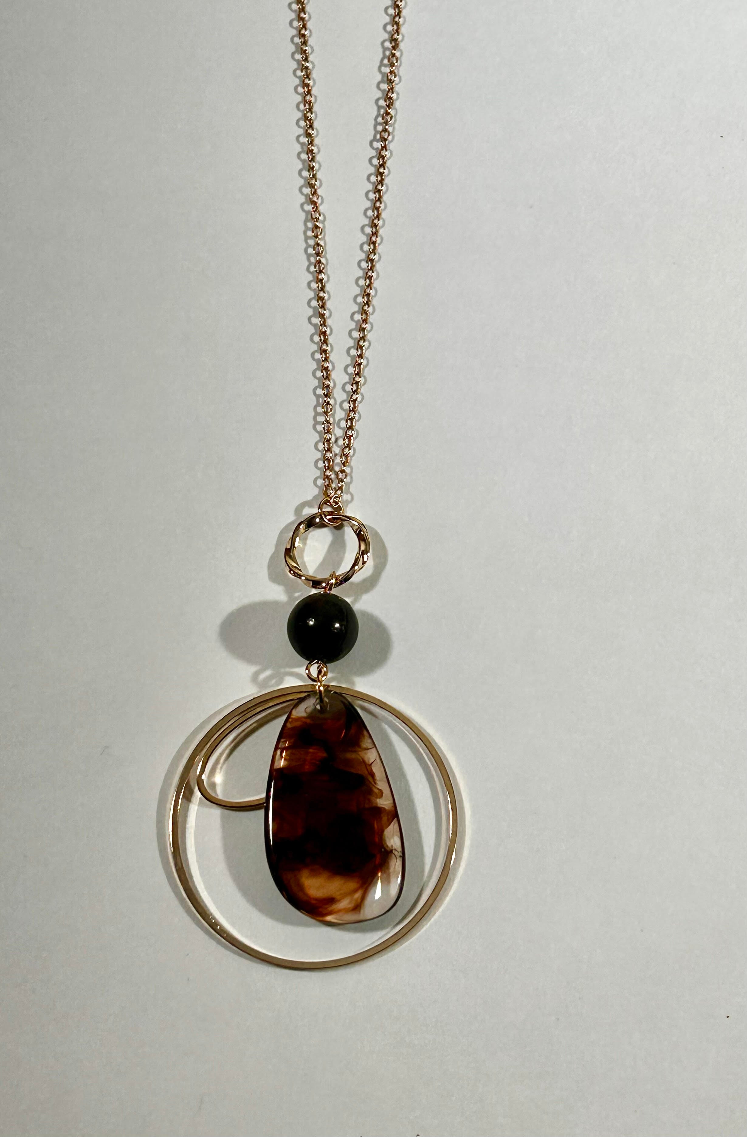 15' inch Gold/Brown Circle Ball Necklace