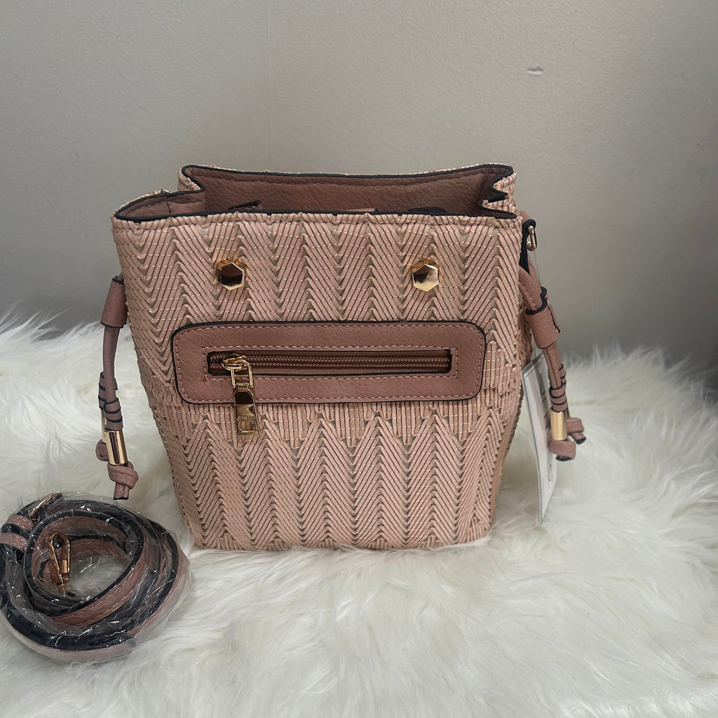 Rain Woven Herringbone Mini Bucket Bag