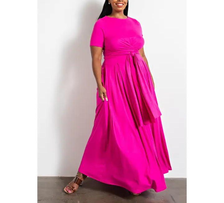 Wrap Around Short Sleeve Top and Maxi Skirt