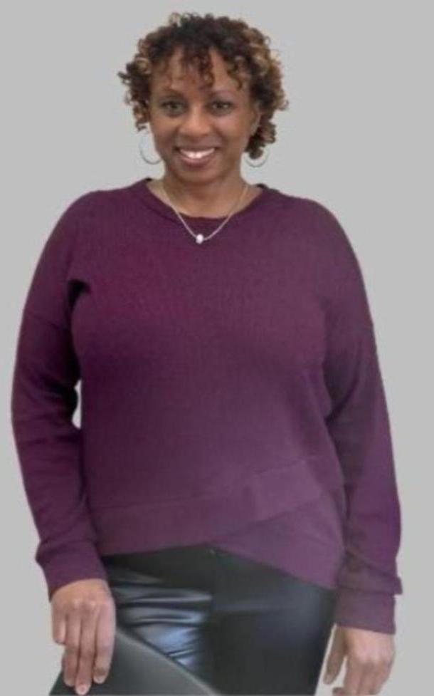 Textured Long Sleeve, Wine Tulip Hem Top
