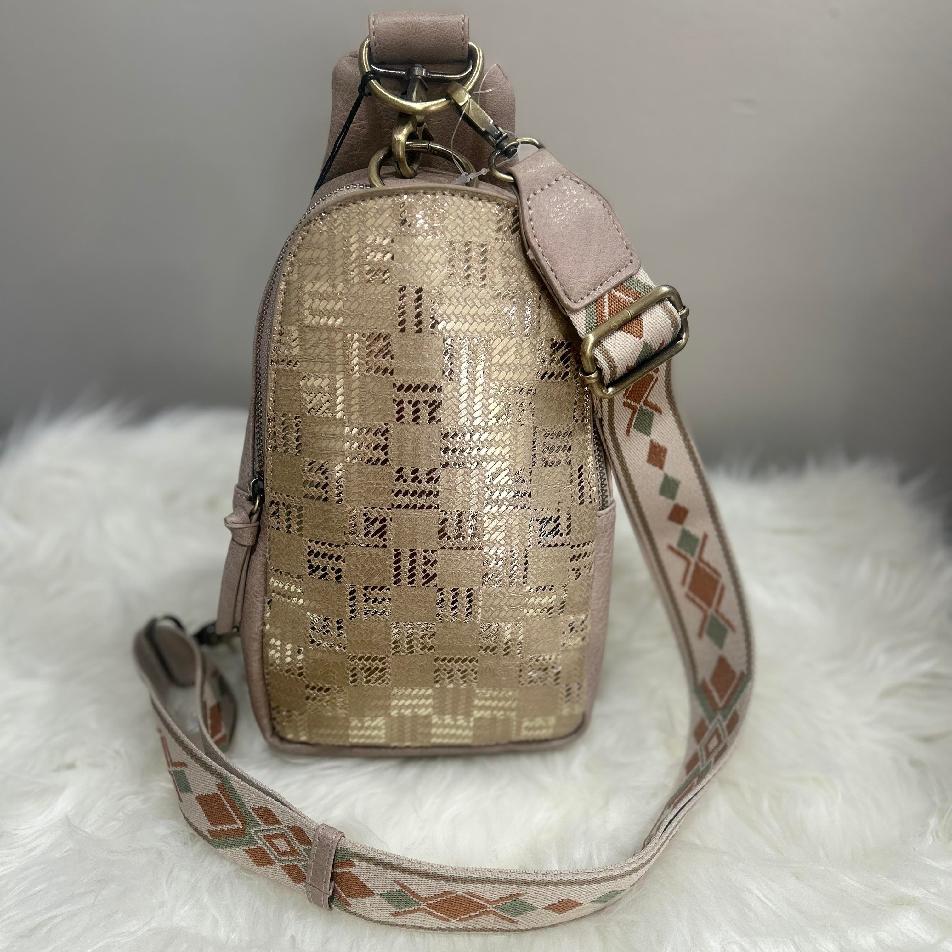 Laurie Metallic Sling Bag w/ Guitar Stap