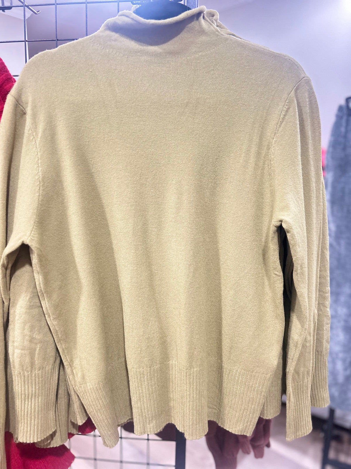 Long Sleeve High Collar Green Shirt