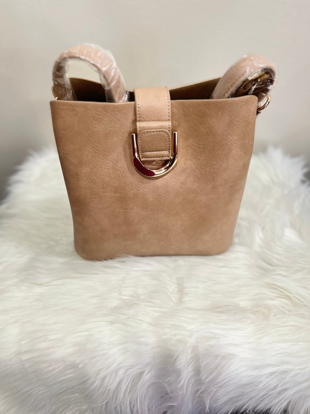 Taupe Satchel Crossbody Bag