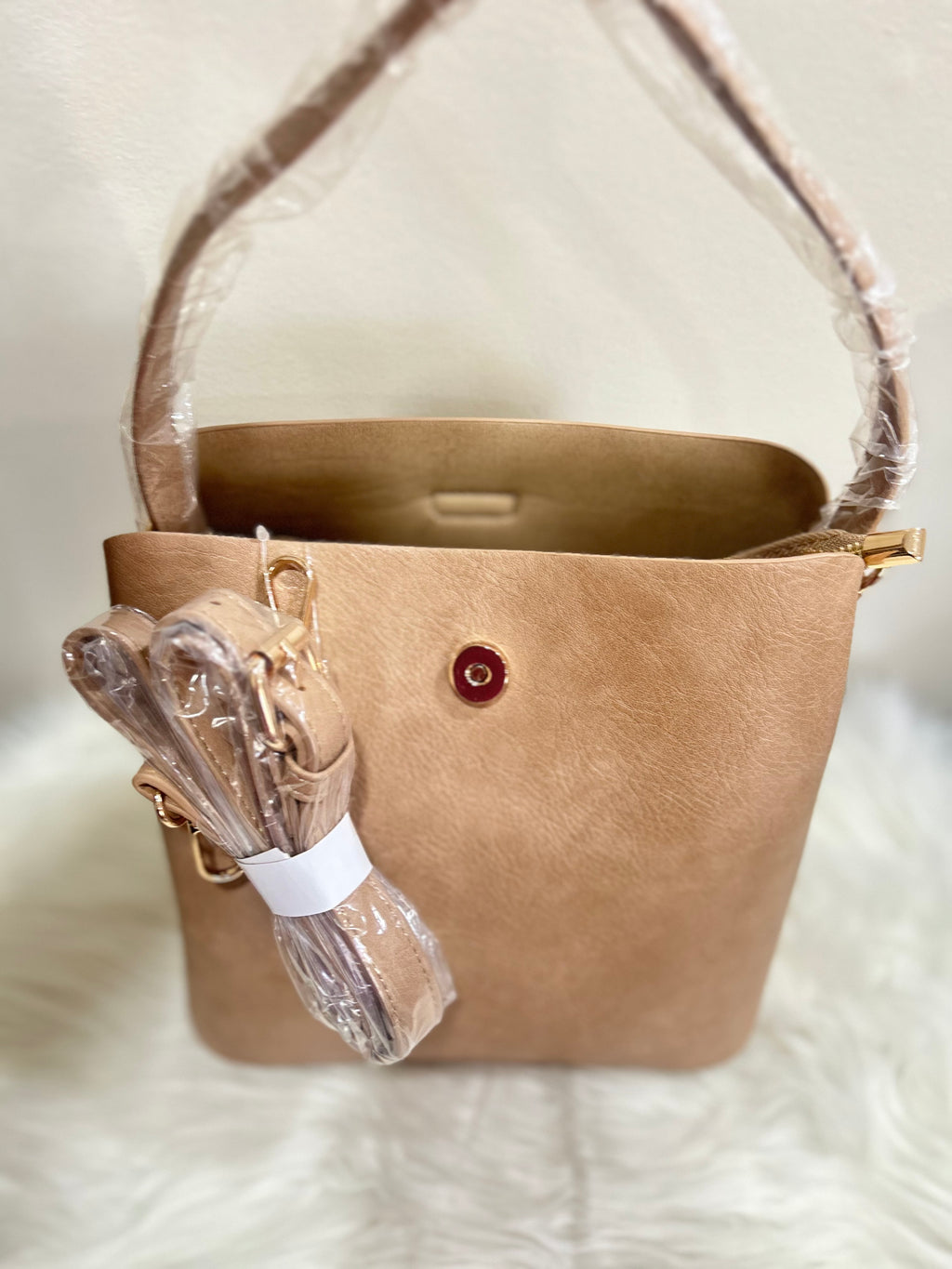 Taupe Satchel Crossbody Bag