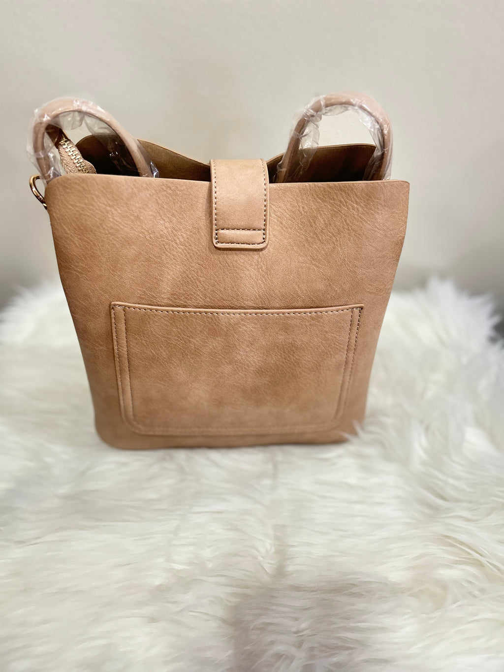 Taupe Satchel Crossbody Bag