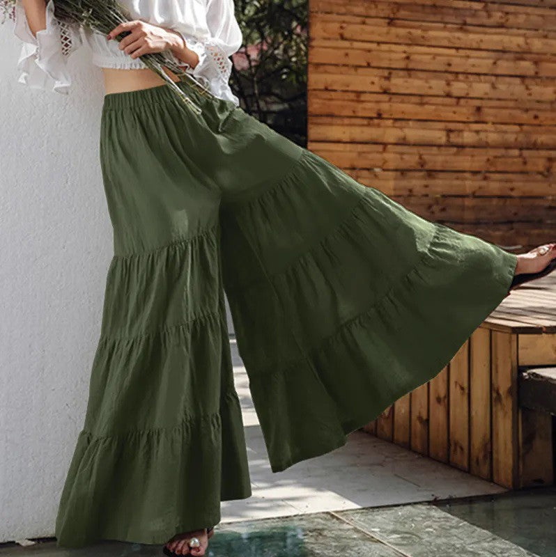 Wide Leg Palazzo Pants w/ Elastic Waist