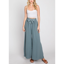 Load image into Gallery viewer, Wide Leg Maxi Pants with Smocking Waist and Front Self Tie
